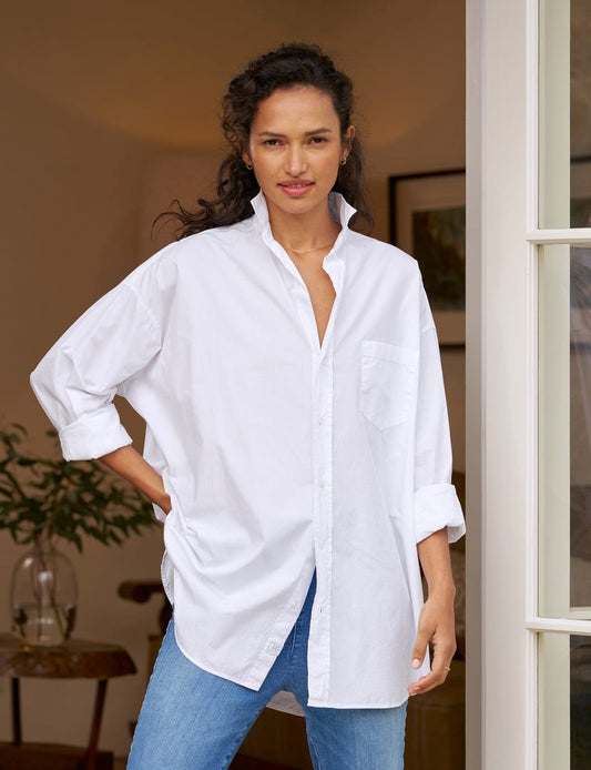 White Oversized Button-Down Shirt