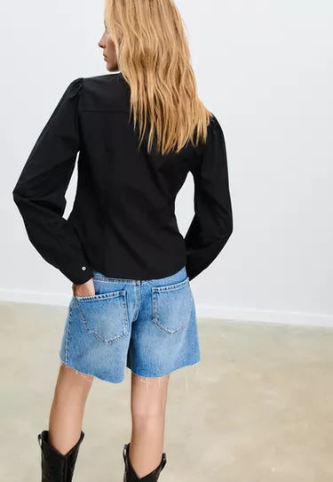 Button-Down Shirt with Blouson Sleeve