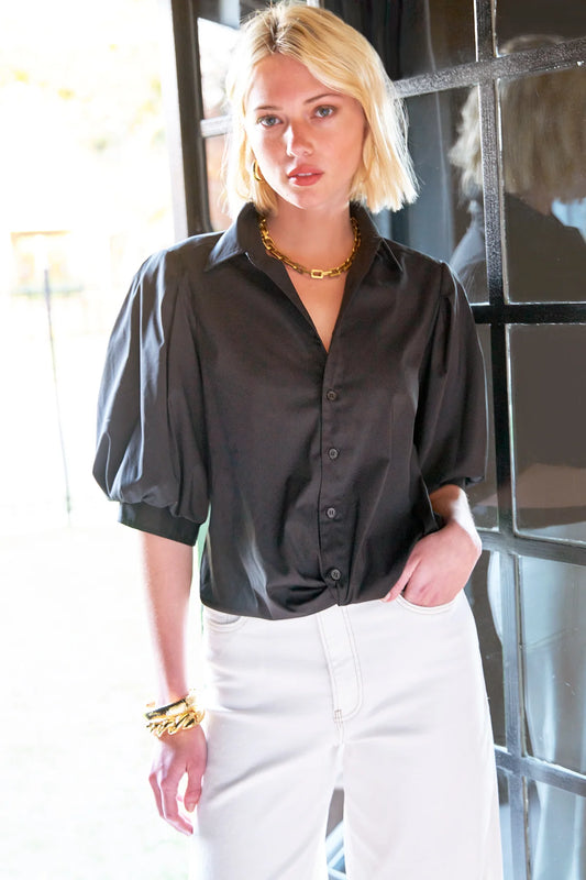 Puff Sleeve Button-Down Shirt